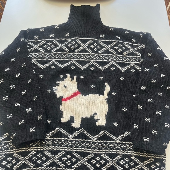 Ralph Lauren Sweaters - Ralph Lauren Black and Cream Dog Pattern Turtleneck Sweater